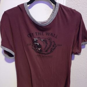 Vans off the wall, maroon bear design t-shirt